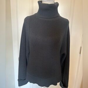 Gentle Fawn Ribbed Knit Turtleneck Sweater Relaxed Fit Deep Navy High size Small